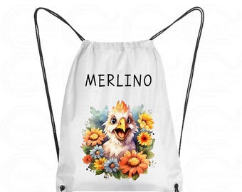 Sacca Pulcini Personalizzata con Nome e Stampa Pulcini Floreali - Unisex per Scuola, Palestra, Viaggio o Tempo Libero - Per Tutte le Età