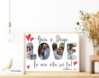 Kleines Bild in Form von Buchstaben I love you, Amore oder Love mit Foto - Personalisiertes Poster - Geschenkidee - Valentinstagsgeschenk, Verliebte, Hochzeiten