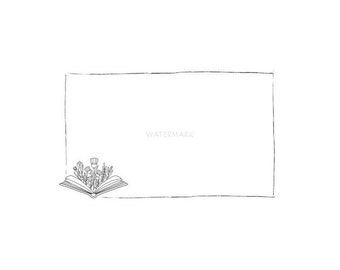 Digital Bookplate sticker Book and Flowers - digital download