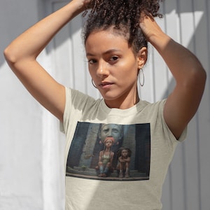 Urban fantasy anime duo on a t-shirt/Unisex Jersey Short Sleeve Tee/Angry anime duo sitting on a curb t-shirt