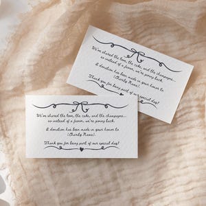 In Lieu of Favor Card Template, Whimsical Wedding Charity Donation, Hand Drawn Wedding Favor Gift Card, Canva, VIENNA