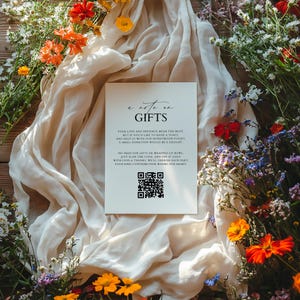 Tarjeta de Pozo de los Deseos con Plantilla de Código QR, Tarjeta de Invitación de Boda Minimalista, Tarjeta de Detalles de Boda Clásica, Registro de Regalos en Efectivo, MIAMI