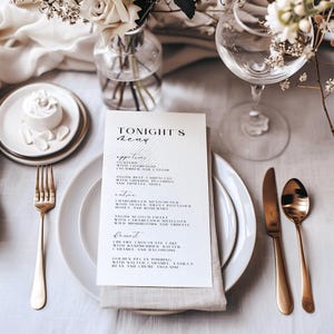 Hochzeitsmenükartenvorlage, minimalistisches Hochzeitsgedeck-Karte, personalisierte Dankesnachricht, druckbares Hochzeitsmenü, LONDON