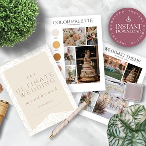 Plantilla de tablero de visión para bodas, planificador de moodboard para bodas, guía de diseño para planificar mi boda, kit de inspiración, tema de paleta de colores, ULTIMATE imagen 6