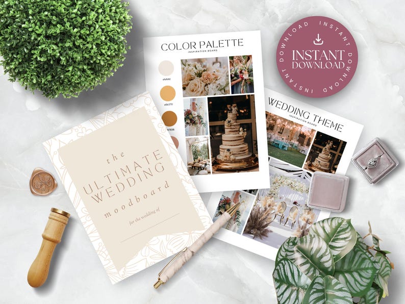 Plantilla de tablero de visión para bodas, planificador de moodboard para bodas, guía de diseño para planificar mi boda, kit de inspiración, tema de paleta de colores, ULTIMATE imagen 6