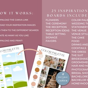 Plantilla de tablero de visión para bodas, planificador de moodboard para bodas, guía de diseño para planificar mi boda, kit de inspiración, tema de paleta de colores, ULTIMATE imagen 3