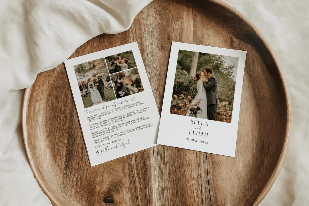 Double-sided Wedding Thank You Cards Template Photo, Wedding Thank You ...