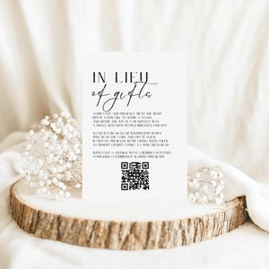 Tarjeta de regalo con plantilla de código QR, tarjeta minimalista para invitación de boda, tarjeta de regalo para donación benéfica en blanco y negro, Londres