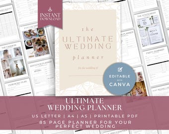 Paquete de planificación de bodas definitivo, plantilla de lista de verificación para bodas, carpeta de bodas para la futura novia, planificación de bodas, coordinador de bodas, ULTIMATE