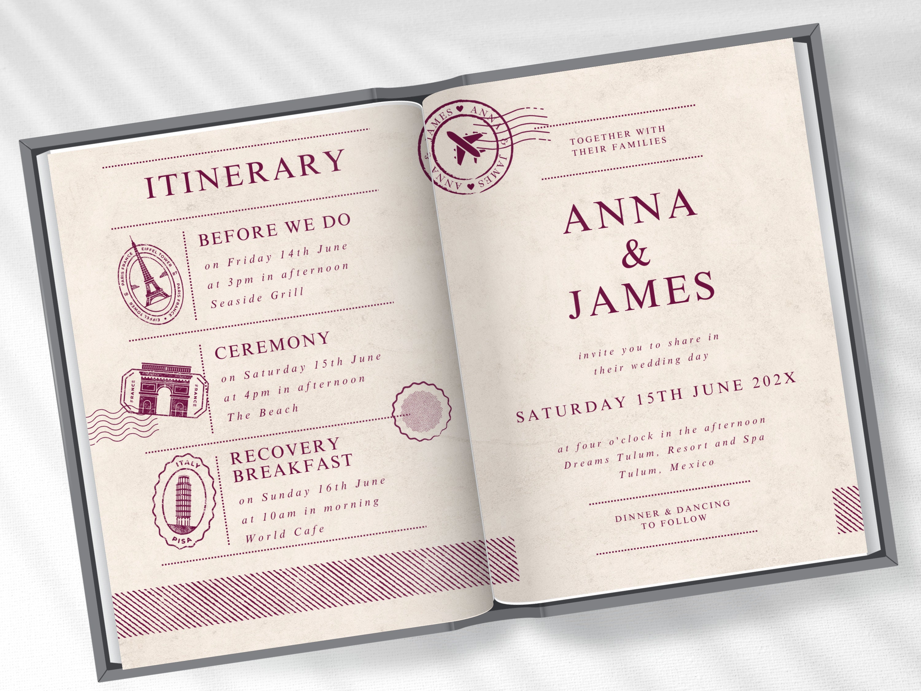 Printable Passport Wedding Invitation Destination Wedding - Etsy