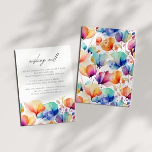Wedding Wishing Well Card Template, Watercolor Wedding Invitation Insert Card, Floral Wedding Invite Enclosure, Honeymoon Fund, DIY PROVENCE