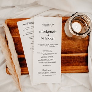 Hochzeitsprogramm-Vorlage, moderne Hochzeits-Order of Service-Karte, Zeitleiste für die Hochzeitszeremonie, Hochzeitsfeier, TORONTO