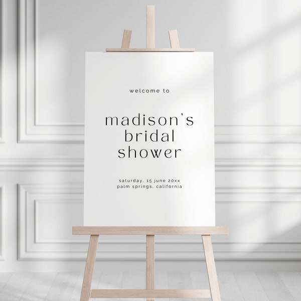 Bridal Shower Welcome Sign Template, Minimalist Bachelorette Party Sign, Vertical Custom Sign, Portrait Wedding Event Decor, PALM SPRINGS