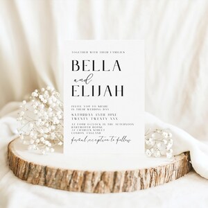 Hochzeitseinladung Vorlage, Minimalistische Hochzeit einladen, Schwarz Weiß Hochzeitsankündigungskarte, Printable Hochzeit Briefpapier, DIY, LONDON