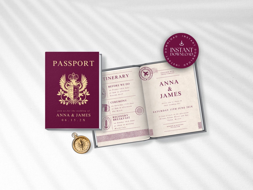 Printable Passport Wedding Invitation Destination Wedding - Etsy
