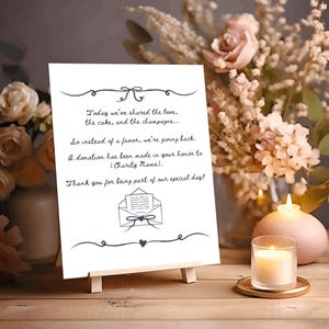 In Lieu of Favor Sign Template, Whimsical Wedding Favor Gift Signage, Hand Drawn Charity Donation Wedding Sign, Guest Gift Sign, DIY, VIENNA