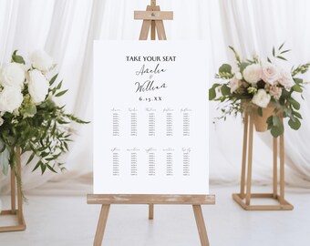 Wedding Seating Chart Template, Minimalist Wedding Seating Chart Template, Printable Guest Table Number Poster, Black and White Decor SYDNEY