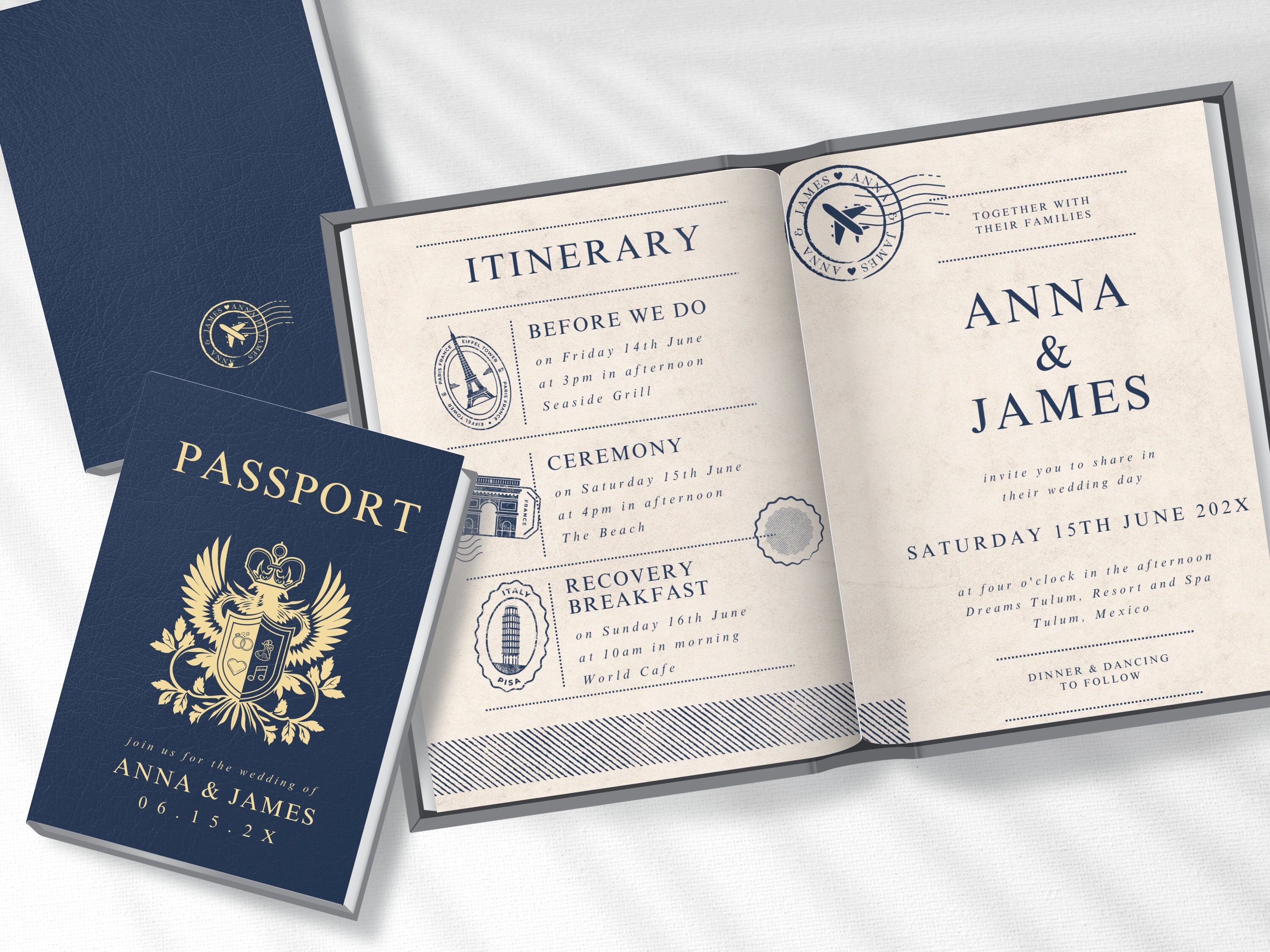 Printable Passport Wedding Invitation Bundle Template - Etsy UK