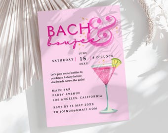 Bachelorette Party Invite Template, Bach and Boujee Bridal Shower Save the Date Card, Girls Night Cocktail Party Invitation, LOS ANGELES