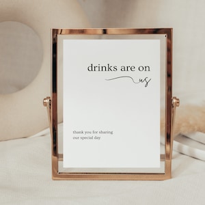 Wedding Bar Sign Template, Minimalist Wedding Open Bar Signage, Drinks Are On Us Engagement Party Sign, Canva Instant Download, BARILOCHE