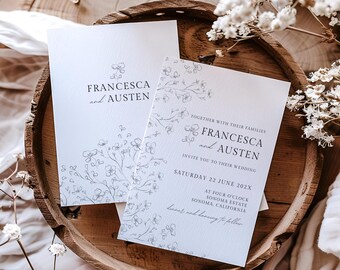 Wedding Invitation Template, Cherry Blossom Wedding Invite, Floral Wedding Wedding Announcement, Spring Wedding, Sakura Illustration, SONOMA