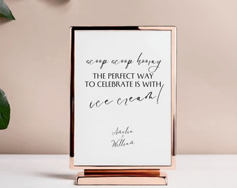 Wedding Sundae Bar Sign Template, Classic Wedding Ice Cream Bar Signage, Graduation Party Table Sign, Engagement Party Custom Sign, SYDNEY