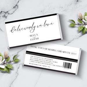 Wedding Chocolate Favor Template, Minimalist Candy Bar Wrapper, Black and White Chocolate Wedding Party Favor Label, Printable Favor, LONDON