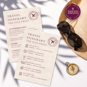 Ziel Hochzeit Details Kartenvorlage, Rote Reiseagent Reiseplan Timeline, Unterbringung Gehäuse, Hochzeitseinladung Beilage, TULUM