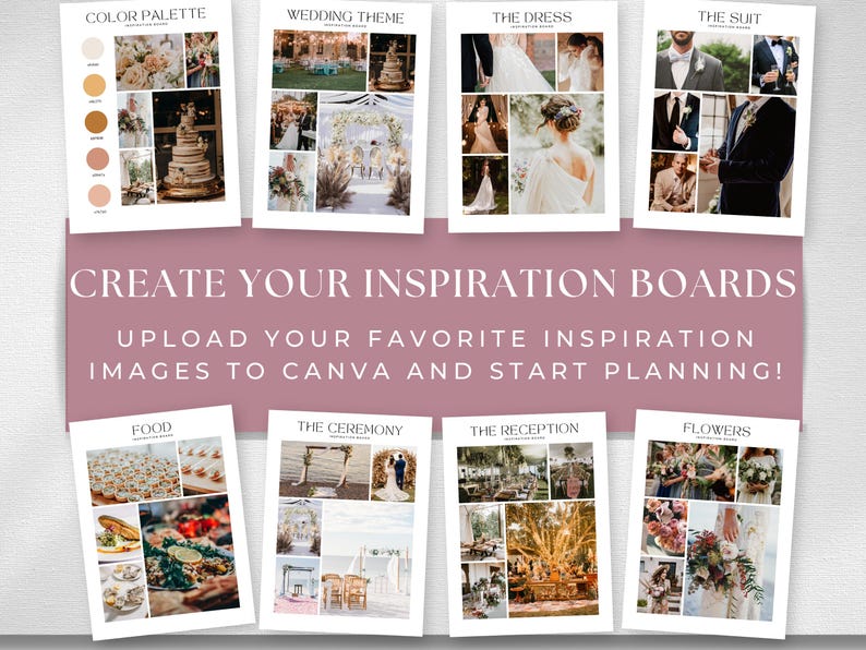 Plantilla de tablero de visión para bodas, planificador de moodboard para bodas, guía de diseño para planificar mi boda, kit de inspiración, tema de paleta de colores, ULTIMATE imagen 2