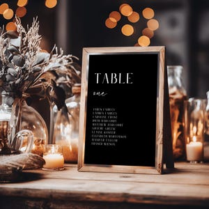 Wedding Table Numbers Template, Minimalist Wedding Guest Table Signs, Black and White Wedding Table Cards, Printable Reception Signs, LONDON