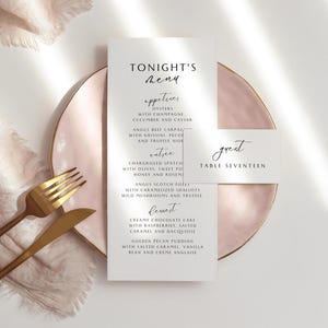 Modèle de carte de menu de mariage, message de remerciement de mariage classique, cadre noir et blanc, menu du dîner de réception imprimable, SYDNEY