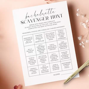Bachelorette Party Game, Bridal Shower Scavenger Hunt, Hen Party Bar Crawl, Treasure Hunt, Printable Sheet, Instant Download, DIY, ULTIMATE