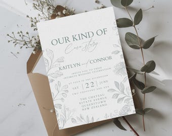 Intimate Wedding Invitation Template, Sage Green Small Wedding Invite, Micro Wedding Invitation, Garden Wedding Invitation, Canva QUEENSTOWN