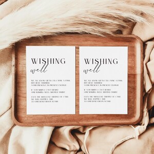 Hochzeit Wishing Well Kartenvorlage, Minimalistische Hochzeitseinladung Einlegekarte, Schwarz-Weiß-Hochzeitsdetailkarte, Bargeldgeschenk Info, LONDON