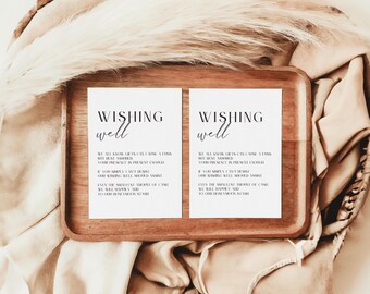 Wedding Wishing Well Card Template, Minimalist Wedding Invitation Insert Card, Black and White Wedding Details Card, Cash Gift Info, LONDON
