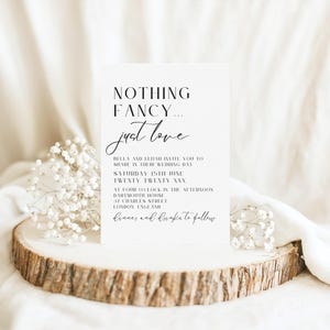 Modelo de convite de casamento íntimo, convite de casamento pequeno, convite de fuga minimalista, nada extravagante, apenas amor, reserve a data, LONDRES