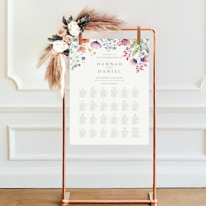 "Hochzeit Sitzplan Vorlage ""Wildblumen"" Hochzeit Alphabetisch Sitzplan Schild Botanische Hochzeit Gast Tisch Beschilderung, DIY Canva, LYON."