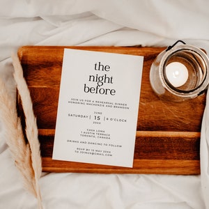 Rehearsal Dinner Invitation Template, Modern Wedding Invite, Black and White Night Before Wedding Event Card, Family Celebration, TORONTO