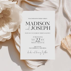 Engagement Party Invitation Template, Minimalist Wedding Announcement Invite, Modern Couples Shower Save the Date Card, PALM SPRINGS