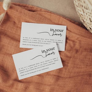In Lieu of Favor Card Template, Minimalist Wedding Charity Donation Card, Black and White Wedding Gift Favor Card, Canva Printable BARILOCHE