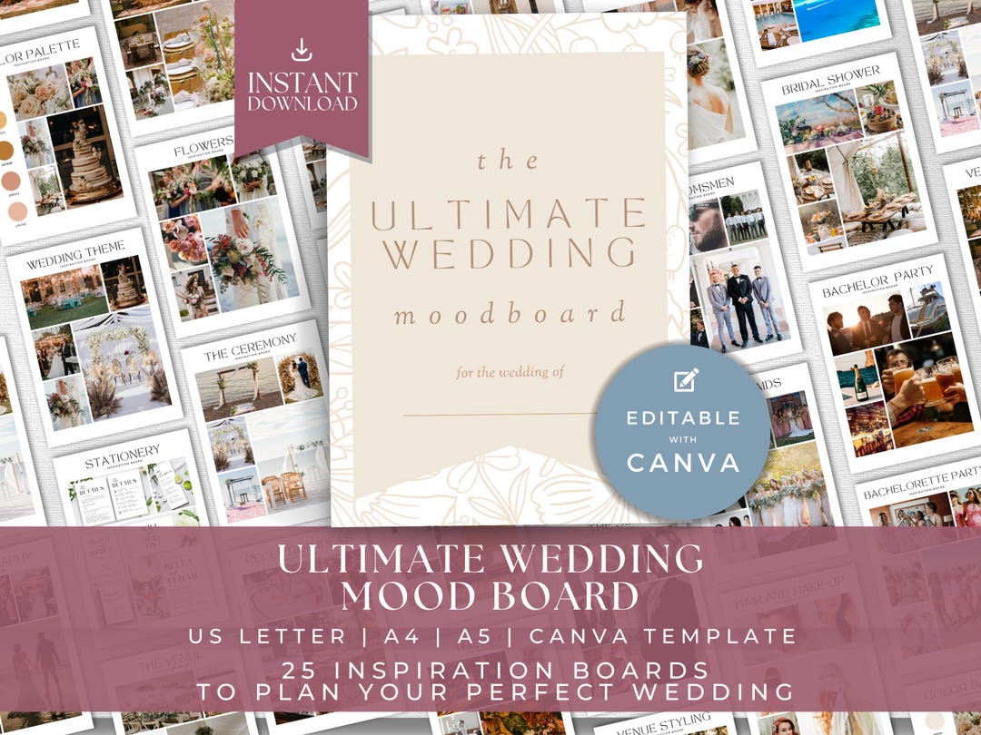 Wedding Vision Board Template, Wedding Moodboard Planner, Planning My