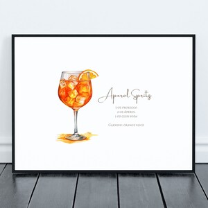 Aperol Spritz Printable Wall Art- Bar Cart Decor, Home Bar Decor, Digital Download