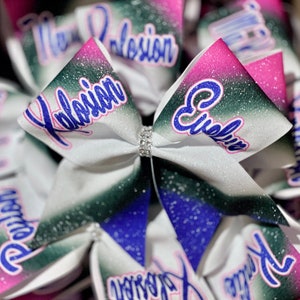 Custom Sublimated Personalized Ombre Cheer Bow - designed with your team colors - TEAM DISCOUNTS AVAILABLE