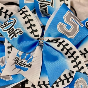 TEAM DISCOUNTS AVAILABLE - Custom Softball Bow Personalized - designed with your team logo, colors and name -