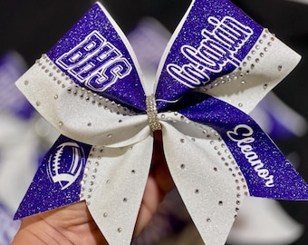 Glitter & Rhinestone Personalized Cheer Bow - custom colors and text - Team Discounts