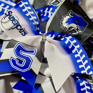 TEAM DISCOUNTS AVAILABLE - Custom Softball Bow Personalized - designed with your team logo, colors and name -