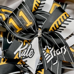 TEAM DISCOUNTS AVAILABLE - Custom Softball Bow Personalized - designed with your team logo, colors and name -