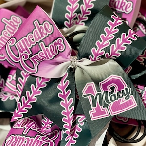 Custom Softball Bow Personalized - you choose custom colors - Team Discounts