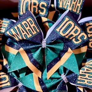 TEAM DISCOUNTS AVAILABLE - Custom Sublimated Cheer Bow - designed with your team colors, name and logo -