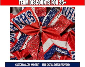 Glitter & Rhinestone Personalized Cheer Bow